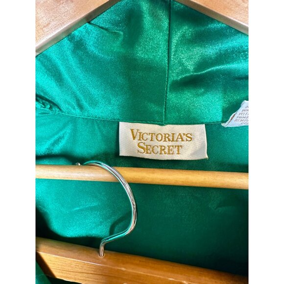 Vintage Victoria’s Secret Gold Label Satin Pajama Set Green w/ Pearl Buttons S - Picture 5 of 7